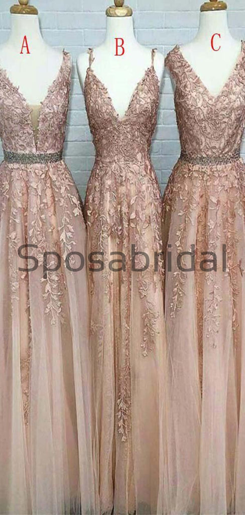 A-line V-Neck Lace Hot Sale Mismatched Formal Prom Dresses PD2002