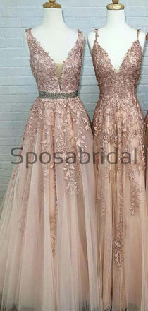 A-line V-Neck Lace Hot Sale Mismatched Formal Prom Dresses PD2002