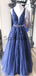 A-line V-Neck Lace Sleeveless Fashion Popular Prom Dresses PD2009