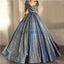 A-line V-Neck Sparkly Sequin Simple Vintage Long Prom Dresses, Ball Gown PD1757