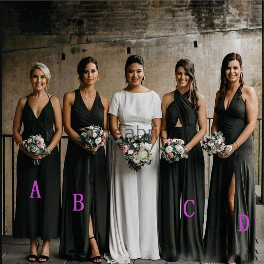 Six Stories Bridesmaids cowl back satin maxi dress in black | ASOS