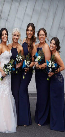 Affordable Country Halter Mermaid Long Bridesmaid Dresses WG802
