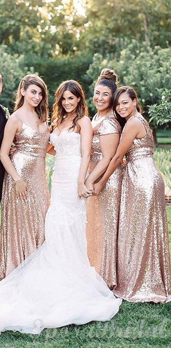 Affordable Mismatched Sequin Sparkly Most Popular Bridesmaid Dresses, SposaBridal Affordable Mismatched Sequin Sparkly Most Popular Bridesmaid Dresses, SposaBridal