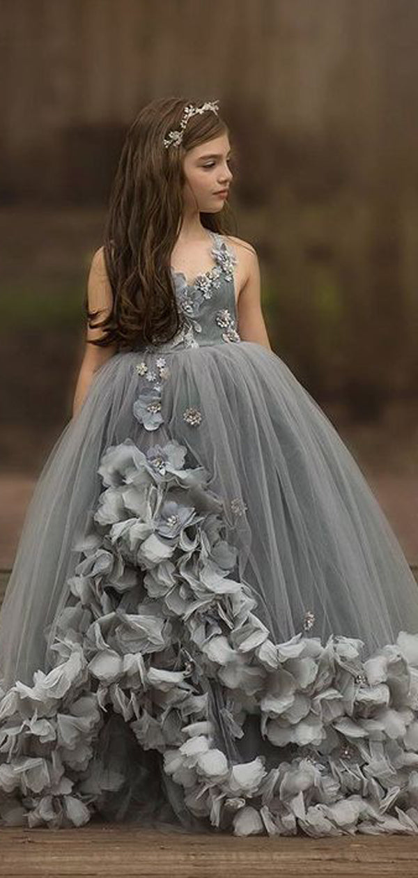 girls grey dress Kid Girl Dresses Short Sleeve A-Line Tiered Swing Cotton Grey Dress Girls Birthday Dress Sun Dresses Fancy Dress