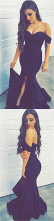 Off shoulder Mermaid Side Slit Sexy Party Cocktail Evening Long Prom Dresses Online,PD0168