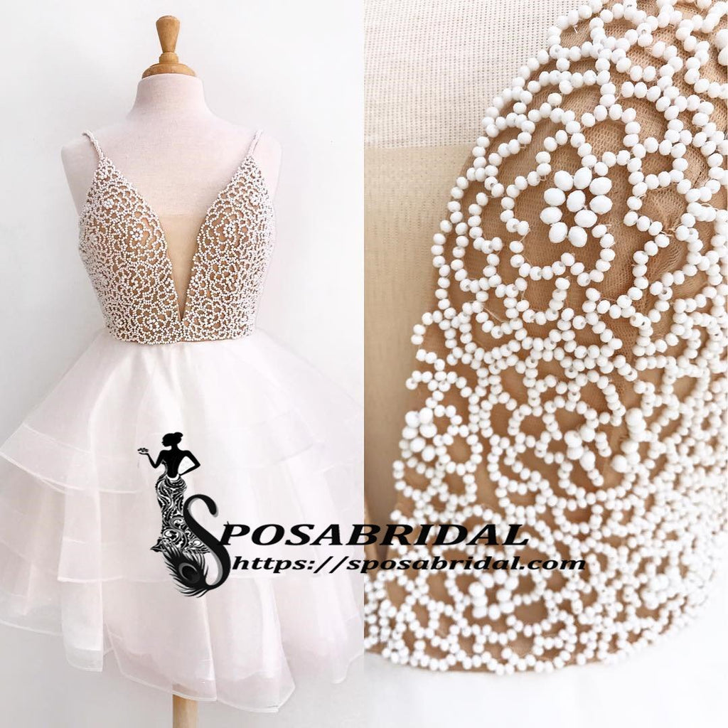 Beaded Short Elegant Pretty Gorgeous Formal Popular Homecoming Dresses, BD0223 - SposaBridal