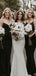 Black Simple Inexpensive Elegant Long Bridesmaid Dresses WG837