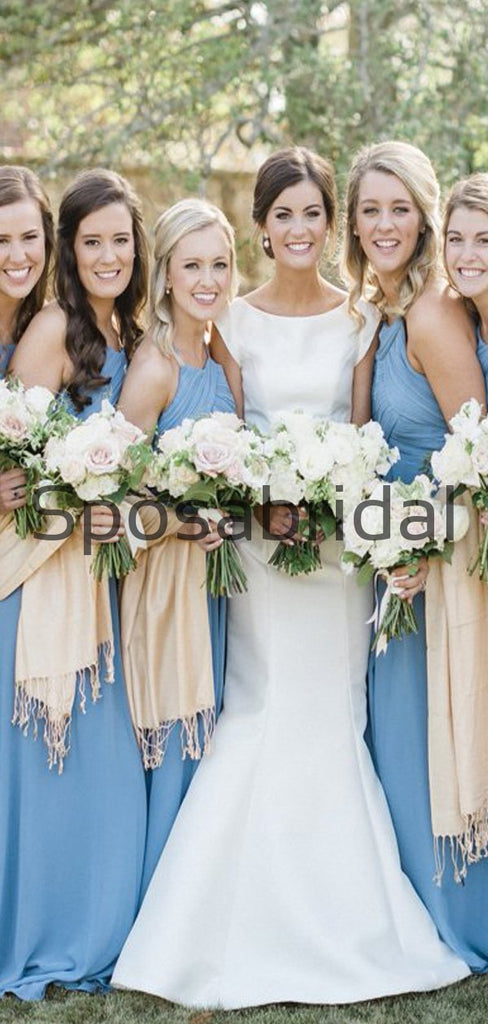Blue Newest Chamring Chiffon Long Beach Bridesmaid Dresses WG850