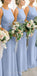 Blue Custom Cheap Simple Jewel Neckline Floor-length Sheath  Bridesmaid Dresses  WG585