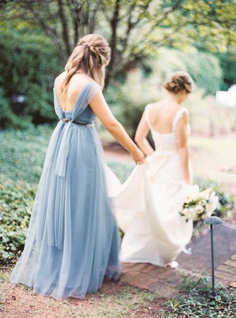 Blue Grey Cheap Long Tulle Mismatched Convertible Bridesmaid Dresses, SposaBridal Blue Grey Cheap Long Tulle Mismatched Convertible Bridesmaid Dresses, SposaBridal