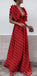 Boho Black Blue Red Sexy V Neck A-line  Unique Design Wave Point Evening Maxi Prom Dresses,PD1099