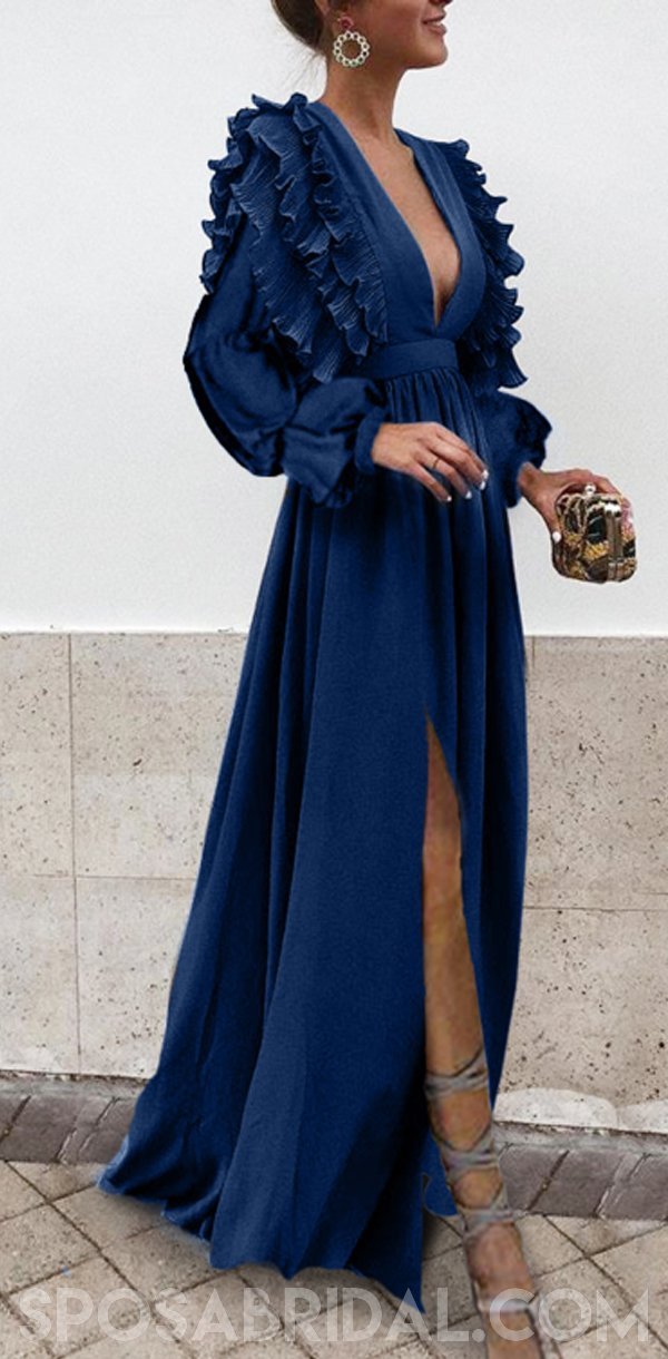 Boho Colorful Chiffon V-neck A-line Cheap Bridesmaid Dress, Long Prom SposaBridal Boho Colorful Chiffon V-neck A-line Cheap Bridesmaid Dress, Long Prom SposaBridal