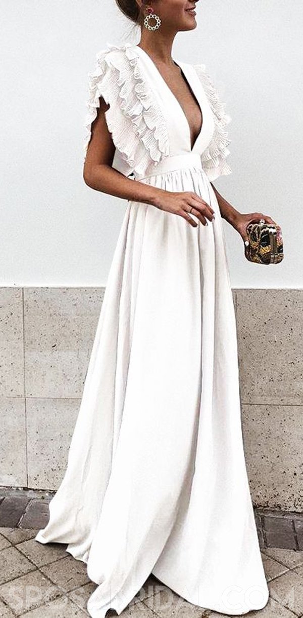 Boho Colorful Chiffon V-neck A-line Cheap Bridesmaid Dress, Long Prom – SposaBridal Boho Colorful Chiffon V-neck A-line Cheap Bridesmaid Dress, Long Prom – SposaBridal