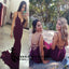 Burgundy Elegant Pink Mermaid Long Modest Cheap Bridesmaid Dresses, Open Back Party Dress, WG295