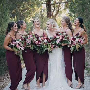 Mismatched Short Straps Simple Popular Bridesmaid Dresses WG752