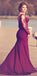 Burgundy Jersey Long Sleeve Lace Wedding Dresses, Popular Prom Dresses, WD0060