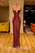 Elegant Satin Spaghetti Straps V-Neck Sleeveless Mermaid Long Prom Dresses, PD3612