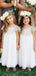 Cap Sleeves Ivory Cute Chiffon Flower Girl Dresses with Lace FG153