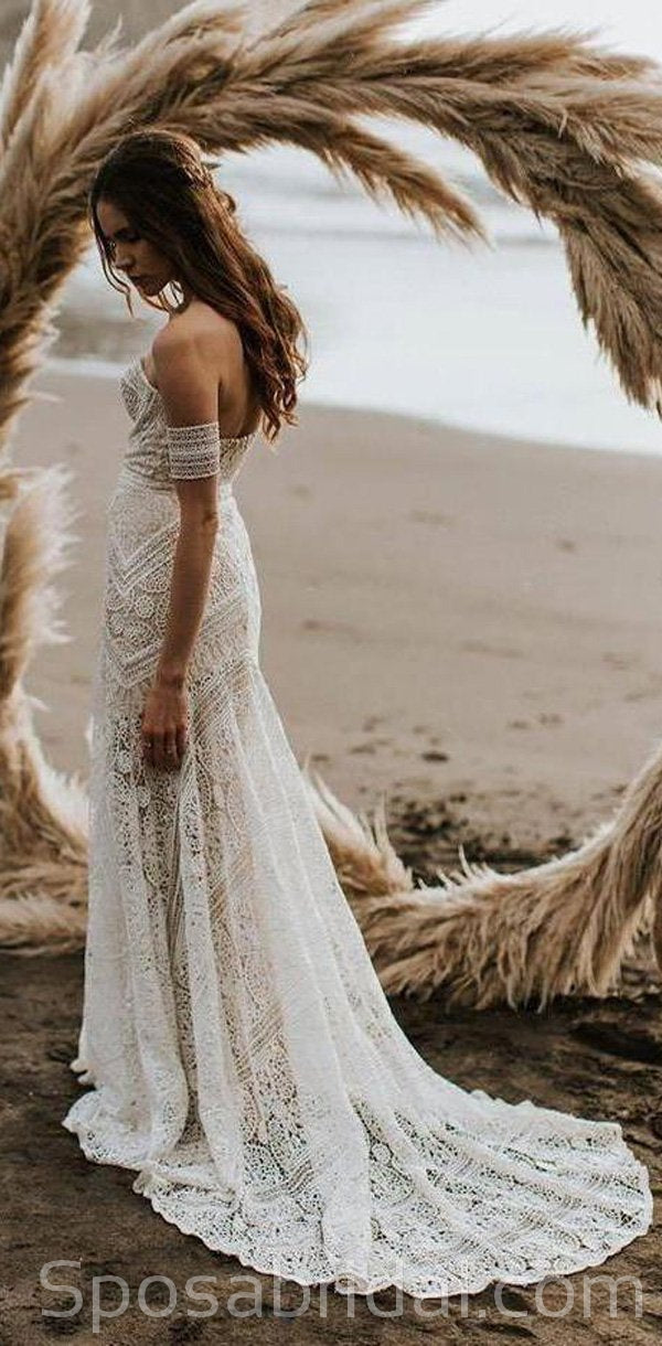 Chamring Unique Full Lace Beach Wedding Dresses, Romantic Elegant Wedd SposaBridal Chamring Unique Full Lace Beach Wedding Dresses, Romantic Elegant Wedd SposaBridal