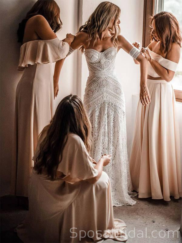 Chamring Unique Full Lace Beach Wedding Dresses, Romantic Elegant Wedd SposaBridal Chamring Unique Full Lace Beach Wedding Dresses, Romantic Elegant Wedd SposaBridal