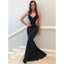 Chamring Long Mermaid V-Neck Fashion Modest Prom Dresses with Appliques, PD1382