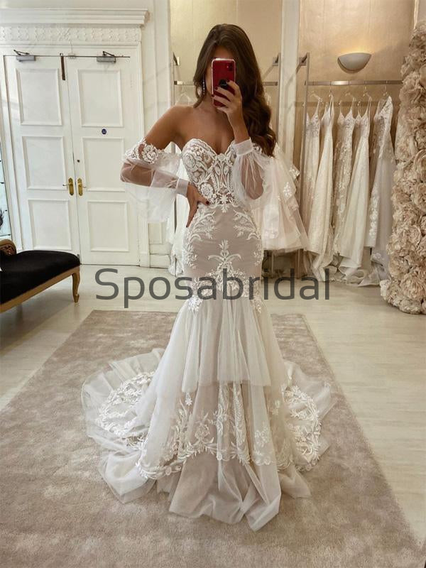 Charming Mermaid Lace Vintage Country Modest Wedding Dresses WD0424 – SposaBridal Charming Mermaid Lace Vintage Country Modest Wedding Dresses WD0424 – SposaBridal