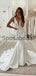 Charming Mermaid V-Neck Satin Simple Unique Lace Wedding Dresses WD0440