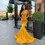 New Arrival Fashion Sleeveless Mermaid Gold Elegant Formal Prom Dresses PD2065