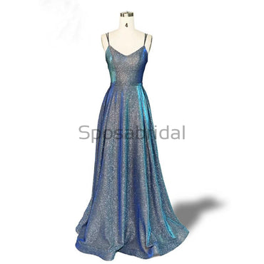 Charming A-line Spaghetti Straps V-Neck Long Vintage Simple Elegant Prom Dresses PD1765