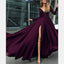 Charming Cheap Custom Long Sleeves Dark Burgundy Simple Soft Prom Dresses, evening dress, PD0948 - SposaBridal