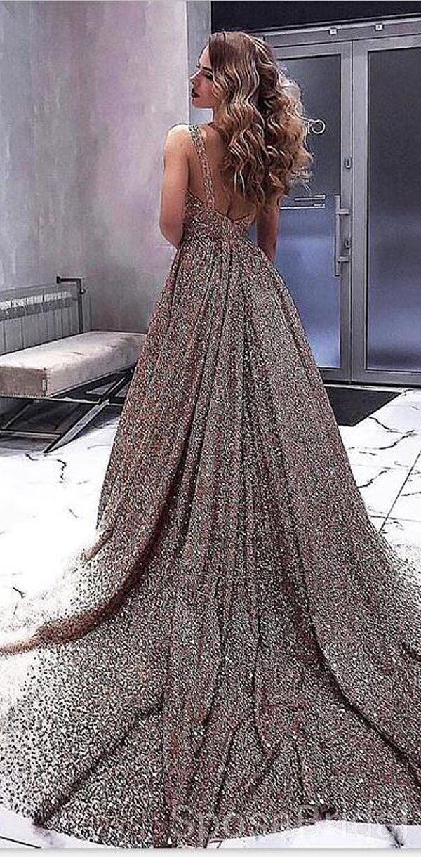 Charming Custom Sequin Long Stunning Modest Simple Party Prom Dresses SposaBridal Charming Custom Sequin Long Stunning Modest Simple Party Prom Dresses SposaBridal