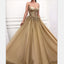 Charming Long Gold  Spaghetti Straps Gorgeous Sparkly Modest Prom Dresses, Evening dresses, PD0903 - SposaBridal