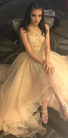 Charming Long High Gorgeous Most Popular Sleeveless New Arrival  Prom Dress , PD0336