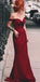 Charming Mermaid Off the Shoulder Burgundy Long Prom Dresses, Elegant Formal Evening Dress , PD0956 - SposaBridal