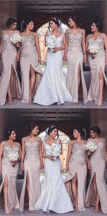 Charming New Arrival Elegant Long Cheap Modest Sexy Unique Mermaid V-Neck  High Quality Bridesmaid Dresses, WG265 - SposaBridal