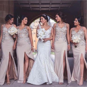 Charming New Arrival Elegant Long Cheap Modest Sexy Unique Mermaid V-Neck  High Quality Bridesmaid Dresses, WG265 - SposaBridal