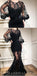 Charming  New Arrival Long Sleeves Mermaid Black Modest Fashion Formal Elegant Prom Dresses , PD1150