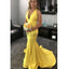 Charming V-Neck Mermaid Yellow Simple Soft Long Prom Dresses, evening dress PD1847