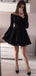 Cheap Long Sleeve Black Red Pink Short A-line Homecoming Dresses, BD0500