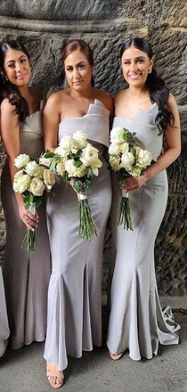 Cheap Mermaid Grey Elegant Bridesmaid Dresses WG933