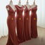 Desert Rose Rust Mismatched Vevelt Mermaid Long Bridesmaid Dresses, WG931