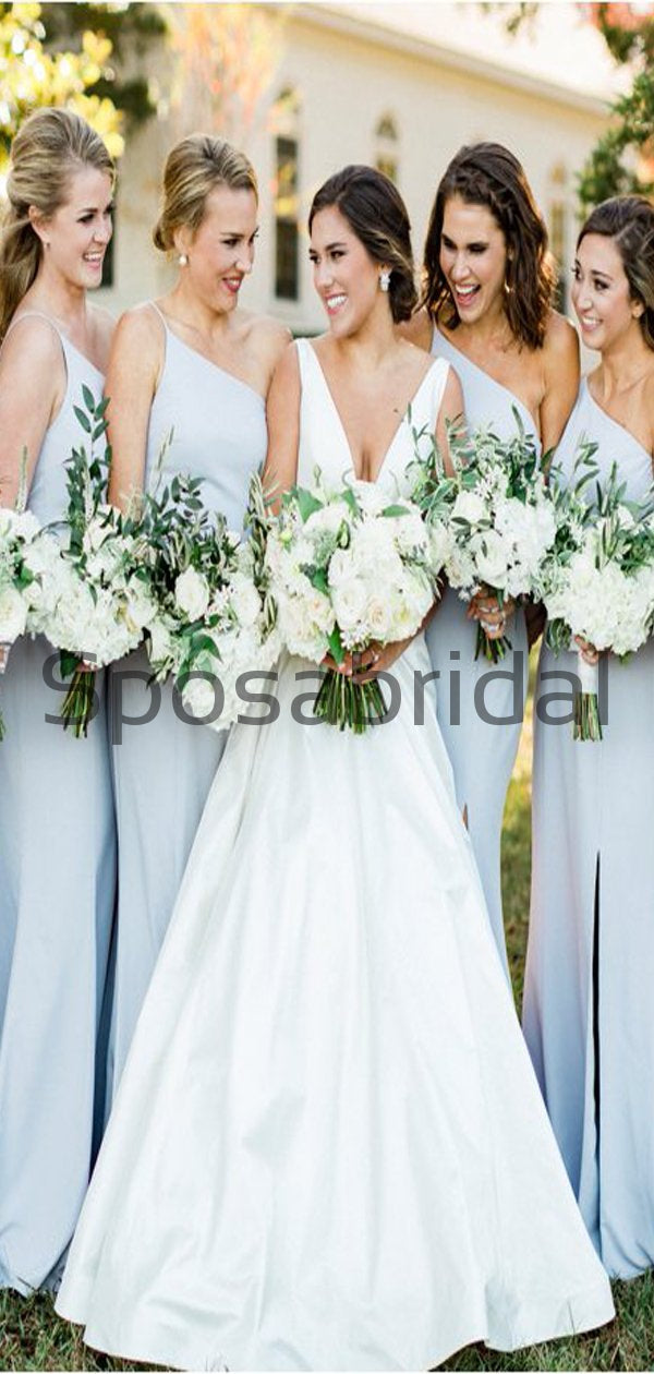 Cheap Baby Blue One Shoulder Simple Bridesmaid Dresses WG789 – SposaBridal