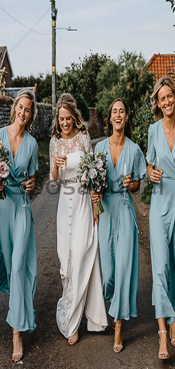 Cheap Short Sleeves Beach Summer Modest Bridesmaid Dresses WG797 SposaBridal Cheap Short Sleeves Beach Summer Modest Bridesmaid Dresses WG797 SposaBridal