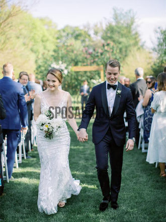 Cheap V-Neck Mermaid Lace Beach Vintage Wedding Dresses WD0514