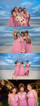 Cheap Chiffon Pink Cap Sleeves  Real Made Split Bridesmaid Dresses, New Popular Wedding Guest Dresses, WG300 - SposaBridal