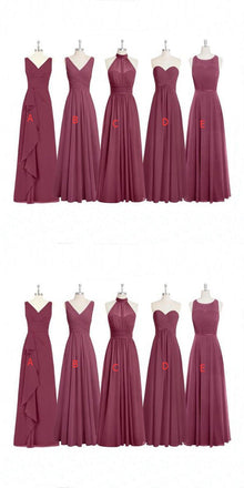 Cheap Formal Elegant Chiffon Mismatched Soft Modest  Floor-Length Bridesmaid Dresses, WG12 - SposaBridal