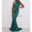 Cheap High Neck Long Mermaid Sparkly Sequin Formal Modest Prom Dresses PD1566