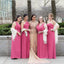 Cheap Mismatched Pink Chiffon Simple Long Bridesmadi Dresses, wedding guest dress WG589