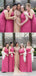 Cheap Mismatched Pink Chiffon Simple Long Bridesmadi Dresses, wedding guest dress WG589