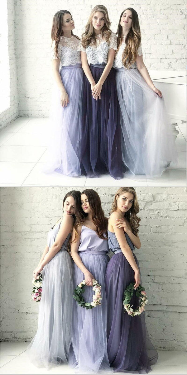Cheap Two Piece Round Neck Long Light Blue Grey Silver Purple Lilac Tu SposaBridal Cheap Two Piece Round Neck Long Light Blue Grey Silver Purple Lilac Tu SposaBridal